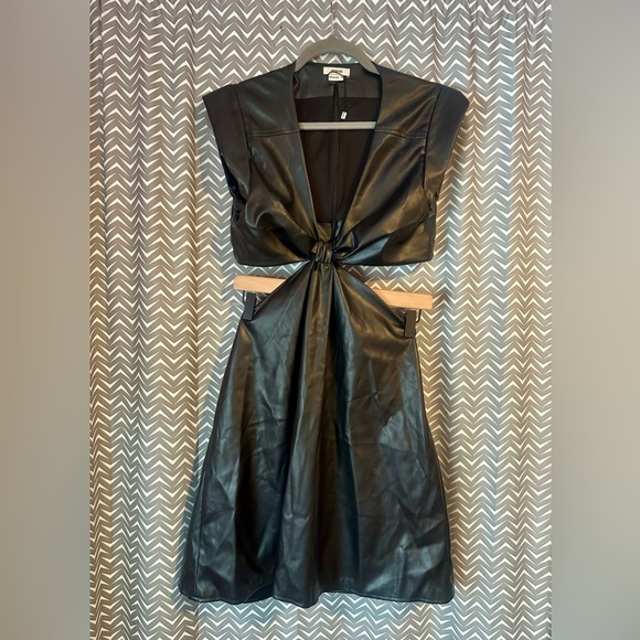 NWOT Jason Wu | Faux Leather Front Knot Cut Out Dress, Size M - Picture 4 of 10